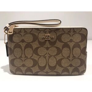 Coach Brown Signature Wristlet